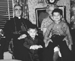 1956 - Bishop Bonhomme at 53 Tremont St with Henri Gosselin, Elodia B. Gosselin, Raymond LaCasse and Simon Paquette